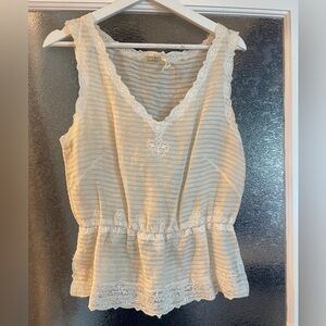 Silk linen max studio special edition cottage lace tank top